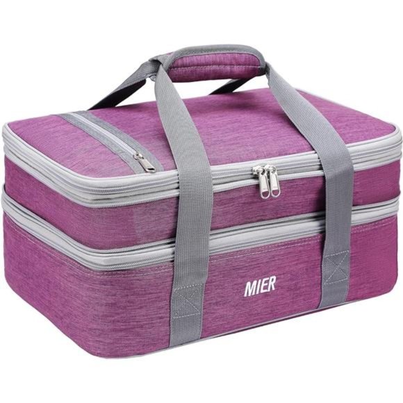 Insulated Double Casserole Carrier Thermal Lunch Tote for Potluck Parties - Picture 1 of 6